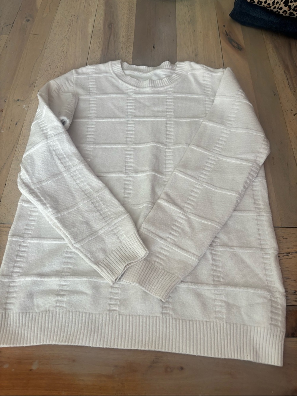 Boys White Knit Crewneck Sweater